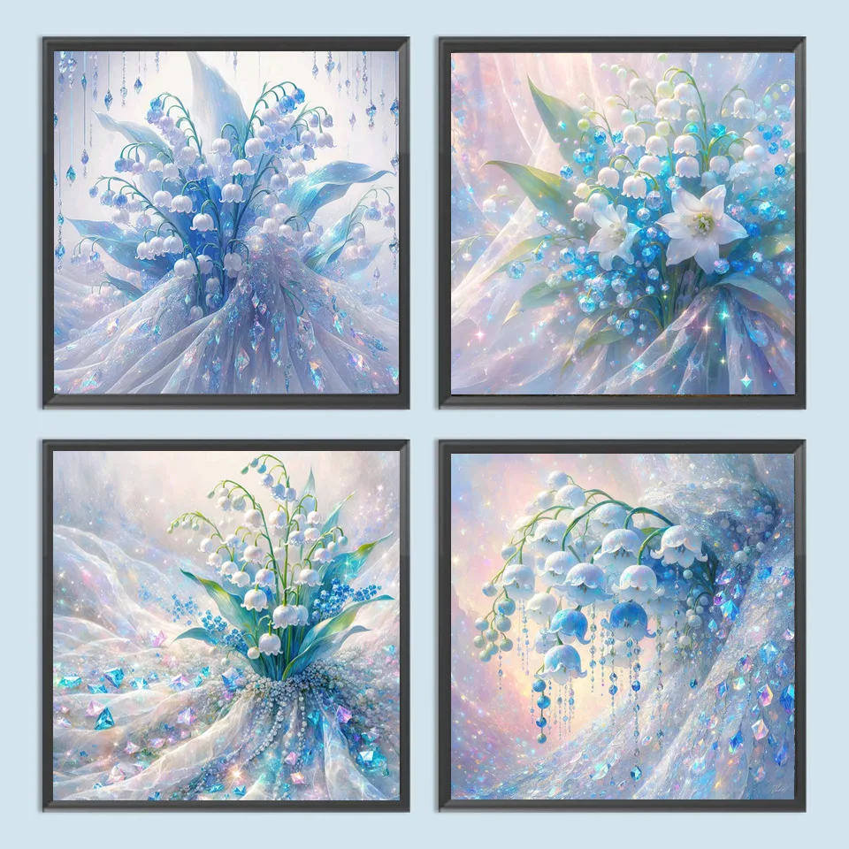 5D Diamond Mosaic Lily Of The Valley Diamond Painting Flower Picture Rhinestones Full Square Beads Embroidery Home Decor