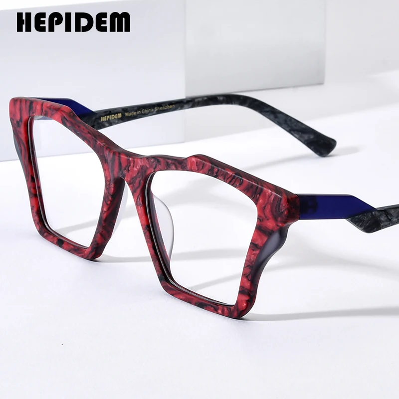 hepidem-アセテート眼鏡フレーム女性の高級ブランドデザイナーオーバーサイズビッグキャットアイメガネ日本製手作りキャットアイ眼鏡-9360