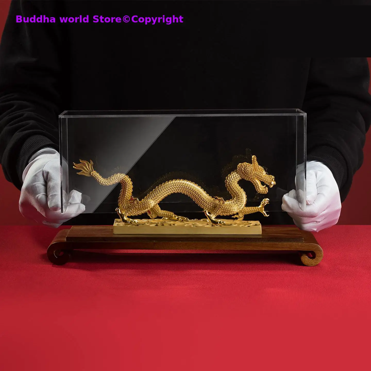Global limited # HOME BAR CLUB OFFICE TOP lucky decorative Luxury Exquisite ornament Wealth Dragon gold-plated copper carving