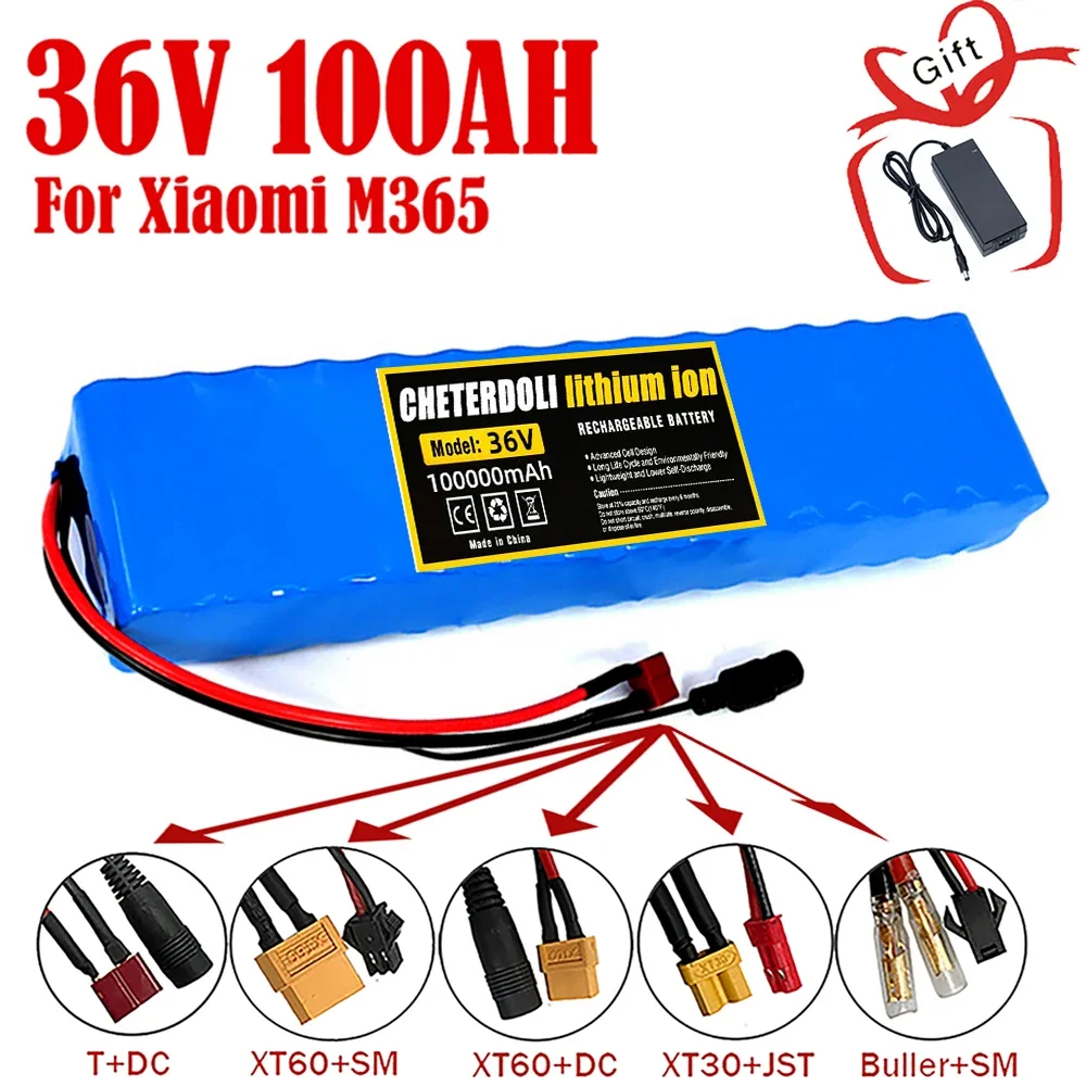 For Xiaomi Mijia M365 Electric Bicycle Scooter 36V 100Ah 10S3P 18650 Lithium Battery Pack 100 Watt 20A BMS T XT60 Plug