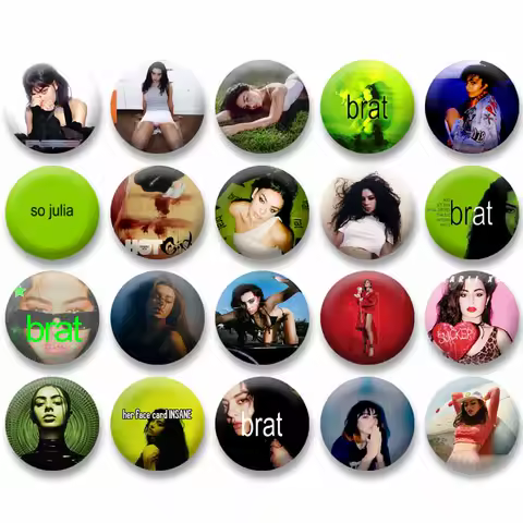 Singer Charli Xcx Badges on Backpack B-brat Lapel Pins Tinplate Round Brooch for Women Men Fashion Jewelry Accessories Fans Gift