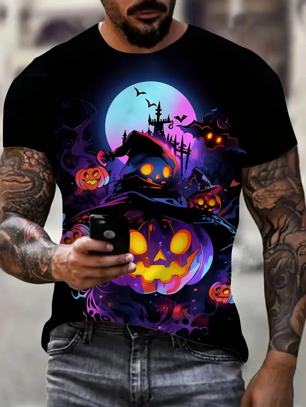 

Scary Skull T Shirt 2026 New Halloween Graphic Print Quick Dry Soft Polyester Men Women Unisex Oversized Harajuku Y2k Tops