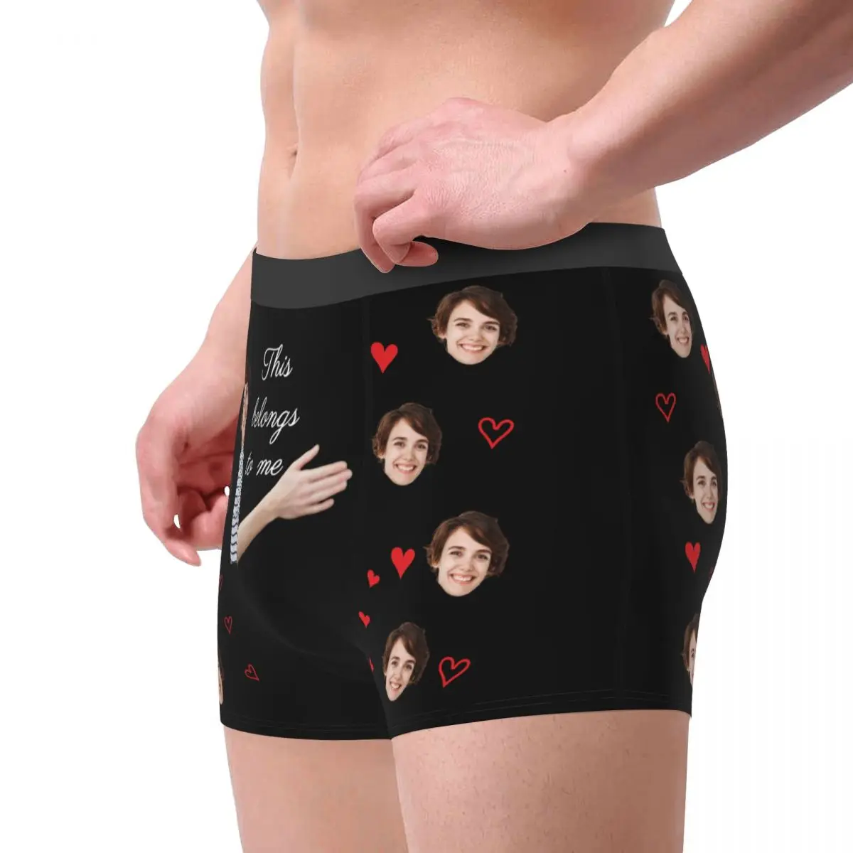 Man Valentine\'s Day Custom Funny Face Boxer Briefs Shorts Panties Soft Underwear Male Sexy Plus Size Long Underpants