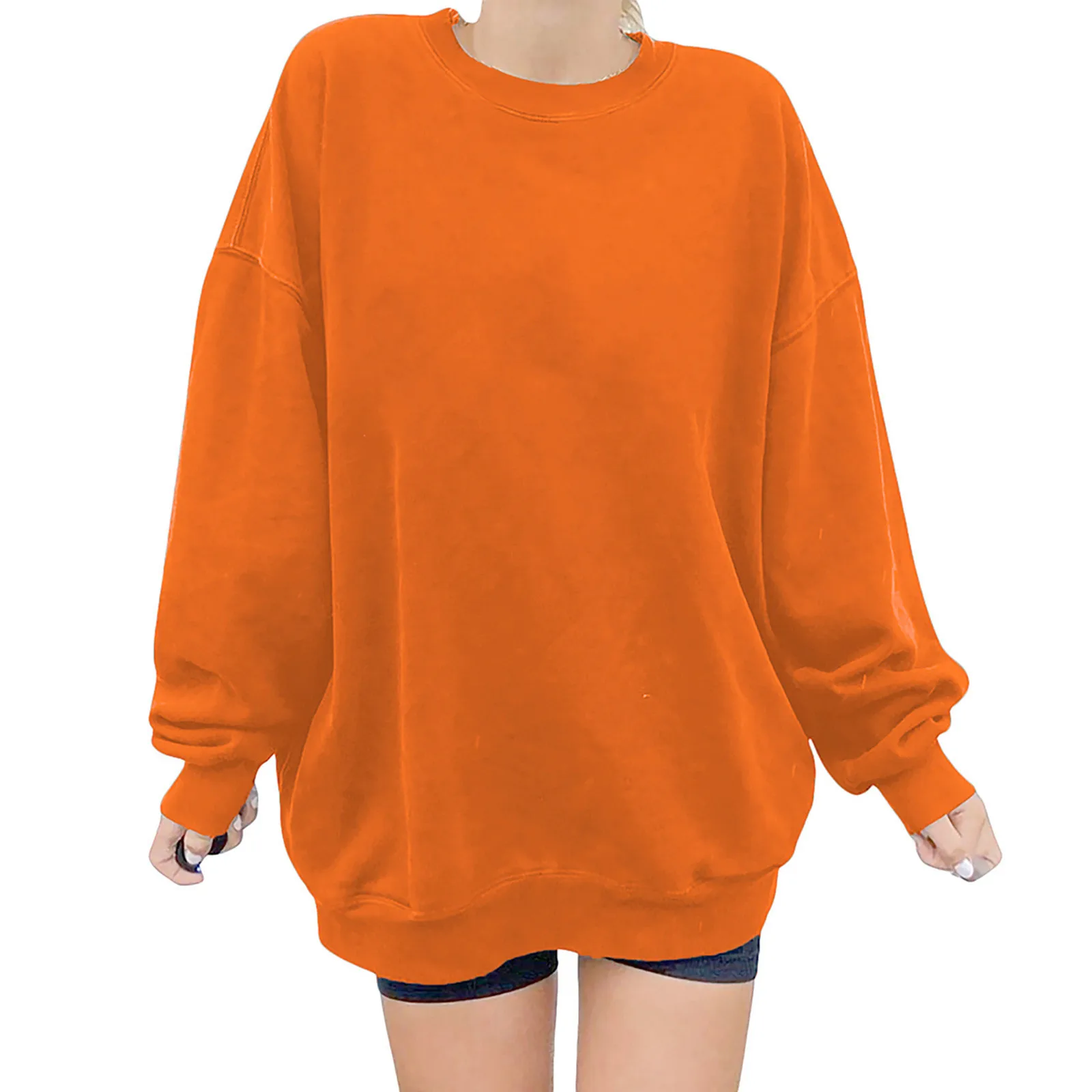 Oversize Sweatshirt Solid Color Lamb Hair O-Neck Long Sleeve Sweatshirt Korean Fashion Loose Hoodies Streetwear Harajuku