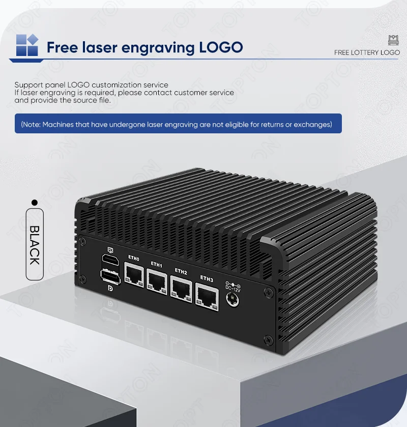 Topton 4x2.5G NICs Fanless Mini PC Zero Noise Intel Core I5 1235U U300E 8505 2xDDR5 NVMe HD/DP/Type-C IoT Firewall Computer