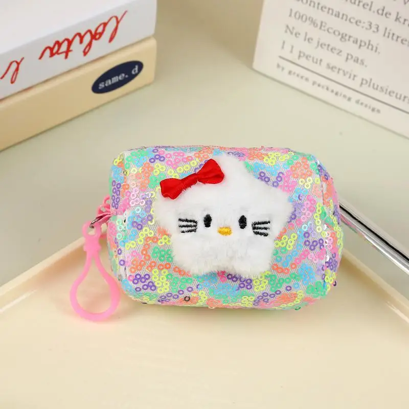 Sanrio agneau polaire poupée porte-monnaie Hello Kitty mélodie pendentif cannelle Kuromi paillettes Mini sac de rangement portefeuilles porte-clés cadeaux