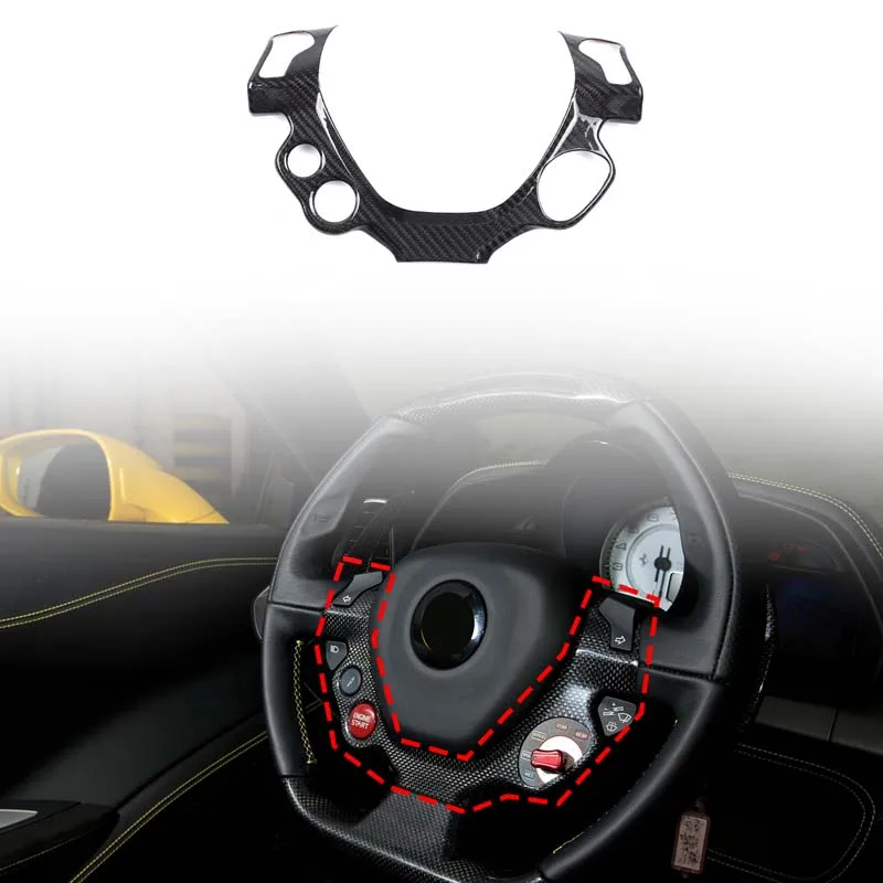 Real Carbon Fiber For Ferrari 458 F458 2011-2016 Car Steering Wheel Button Decoration Frame Sticker Car Interior Accessories