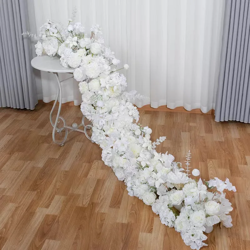 

White Rose Rows Artificial Flowers for Stage Background Decoration Window Exhibition Hall Layout Wedding Birthay Party Use