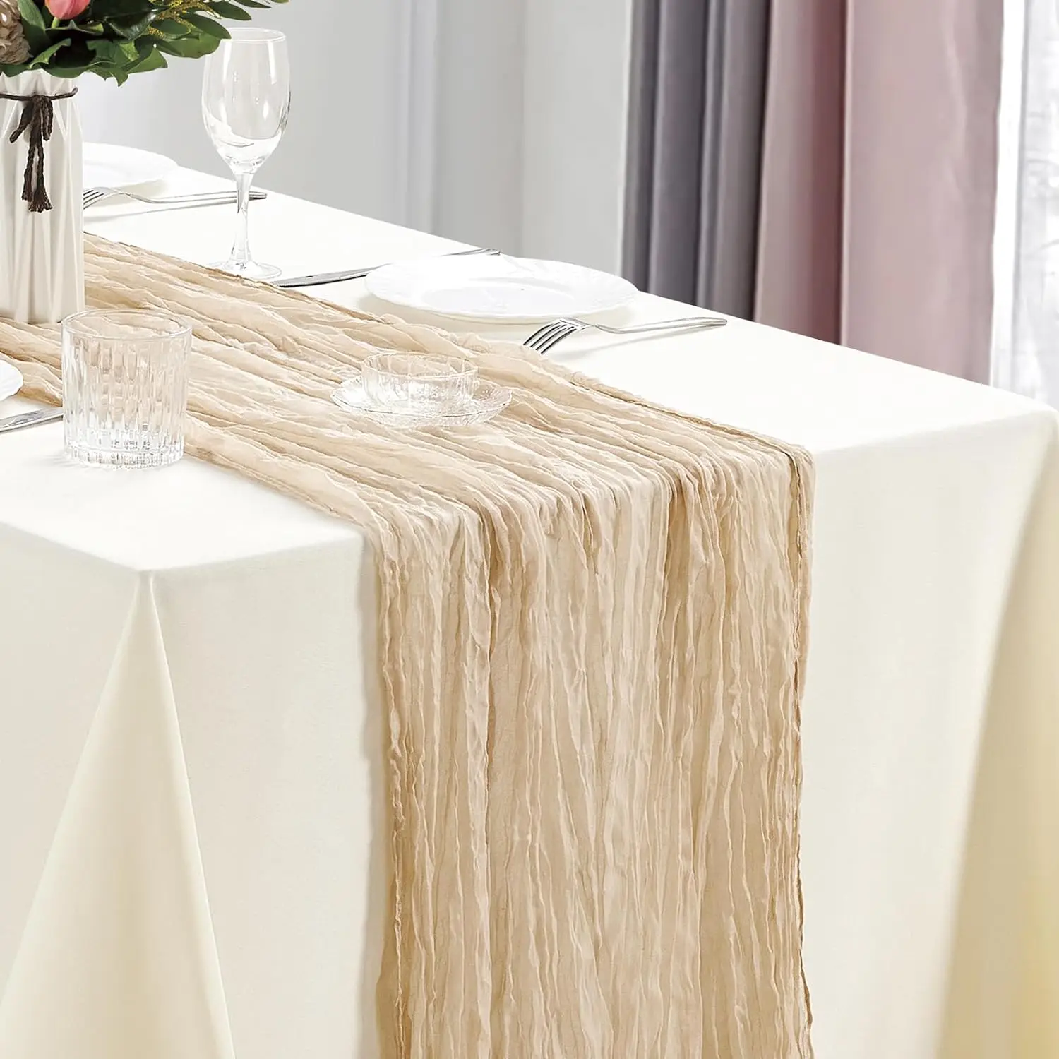 10 stuks kaasdoek tafelloper boho gaas tafelloper 40x270cm romantische tafelloper voor bruiloft bruids douche verjaardagsfeestje
