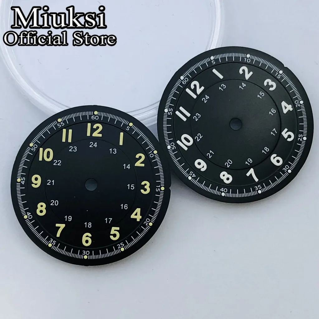 Miuksi 29mm black blue green silver watch dial luminous fit NH35 NH36 Miyota8215 DG2813 3804 movement