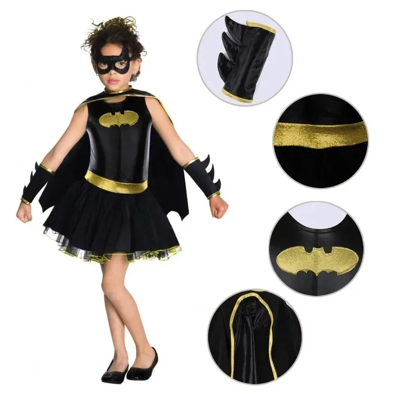 Bambini Ragazze Bat Man Batgirl Fancy Dress Tutu Supereroe Cosplay Costume di Halloween Abiti Comic Masquerade Sera Super Man