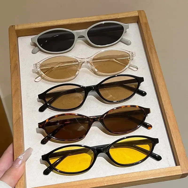 Small Oval Leopard Gradient Sunglasses For Women Vintage Y2K Sun Glasses Ladies Sexy Hip Hop Outdoor Eyewear Uv400 Shades Men