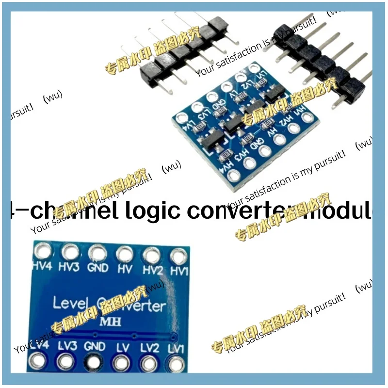 4-Channel Logic Level Converter Module Bidirectional 3.3V-5V Shifter with Headers (Need Solder) for I2C SPI UART