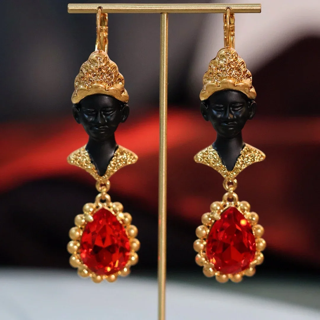 Black Moors ancient Egyptian red and sapphire earrings for men and women