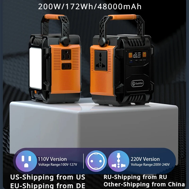 200W/172Wh 48000mAh Portable Power Station 230V/110V Solar Generator Power Supply Emergency Energy For Outdoor Camping