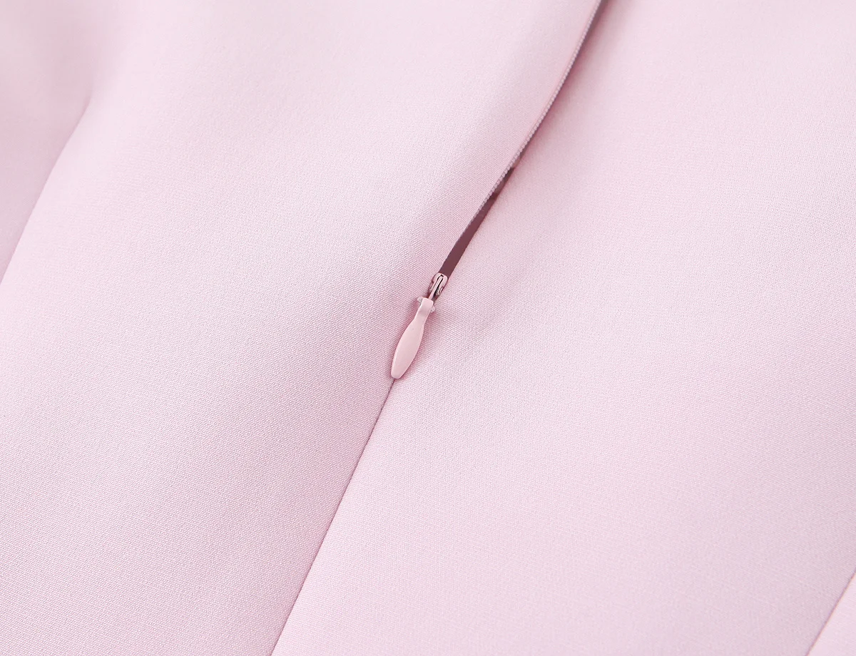 HH Elegantes Damenkleid mit Ausschnitt und Polka Dots, Lässiges Büro-Sommerkleid, Strand-Urlaubsmode, Partykleid mit Reißverschluss und Schleife, Mini-Kleid – Detail 11
