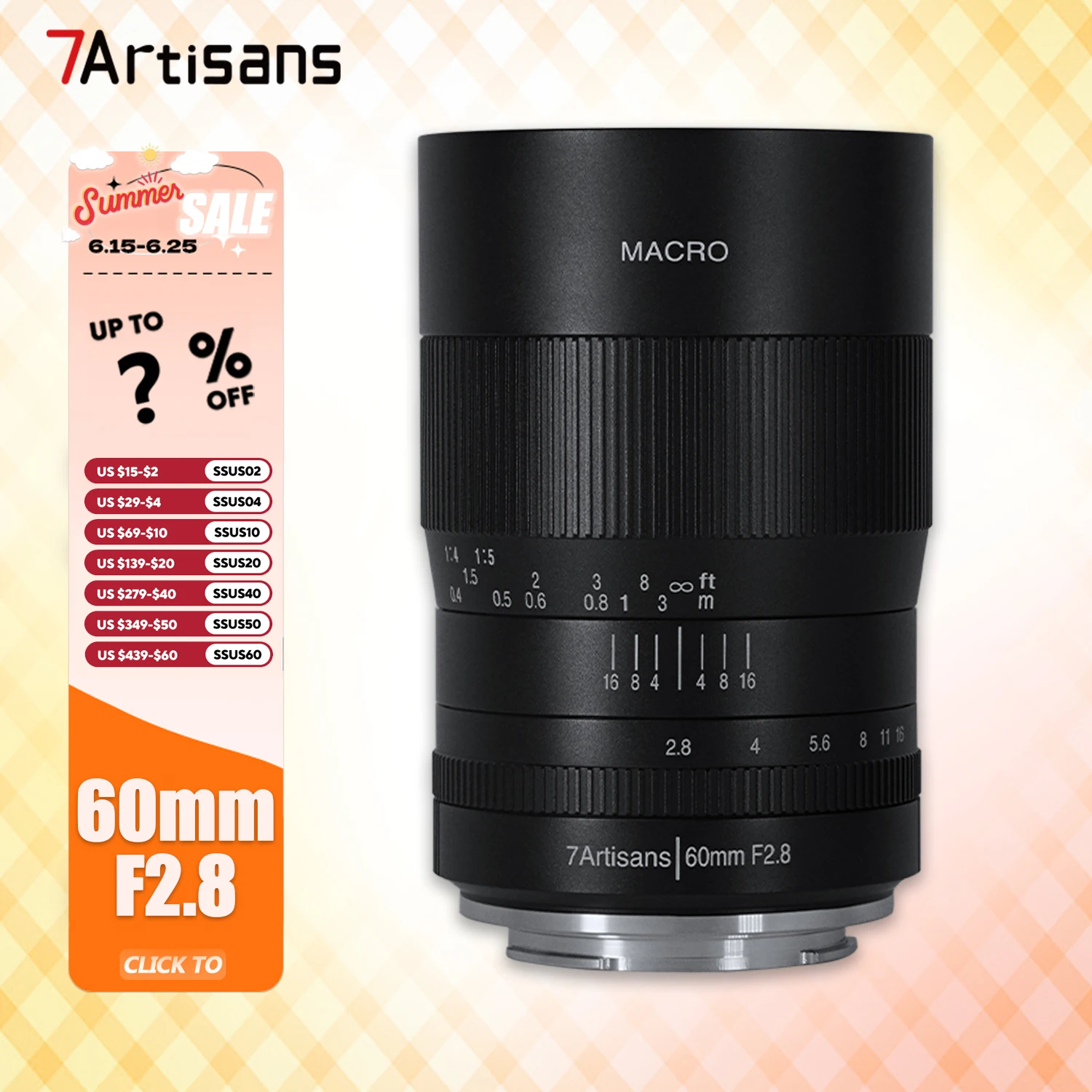 

Макрообъектив 7artisans APS-C 60 мм F2,8 для фотосъемки насекомых с креплением Sony E A5000 A6400 A7RIII ZVE10 FS5 FS7