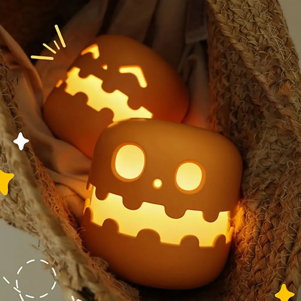 

Creative Halloween Pumpkins Lamp Push Type Dimmable Pumpkin Night Light Warm Light Auto-off Timer Fun Atmosphere Light Bedroom