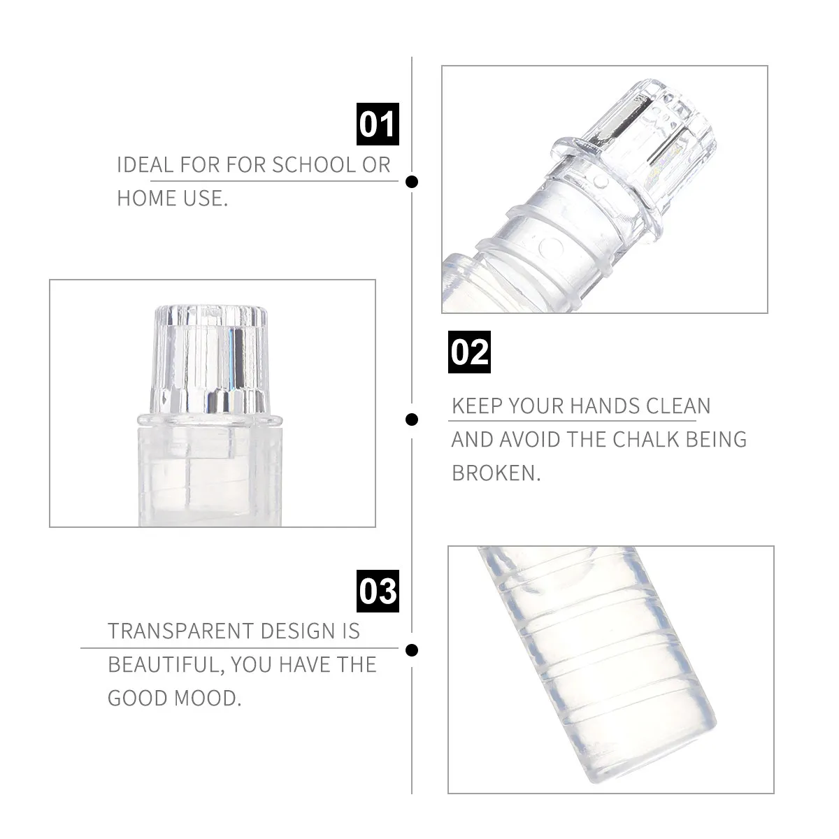 

10Pcs Plastic Chalk Clip Transparent Holder Protect Hands from Dust Suitable 97Mm 10Mm Chalk Great Gift for Teachers Students