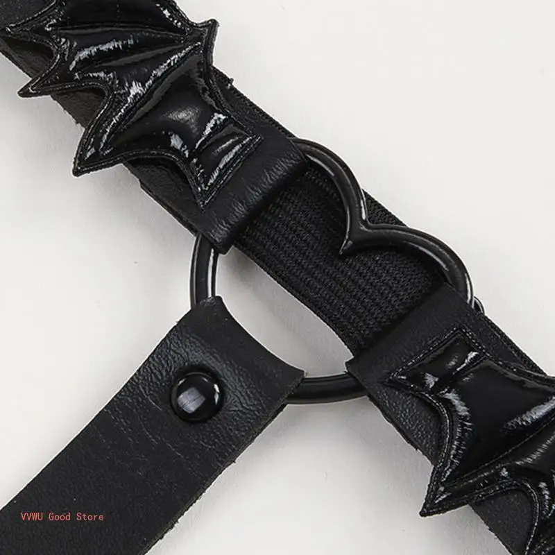 Elastic PU Leather Leg Harness Garter Bat Wing Decor Decor Gothic Thigh Clips