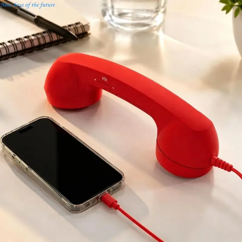 Corded Telephone-Style Handset with Integrated Voice Pickup and Receiver Sound Output for Calls and Online Meetings E65A