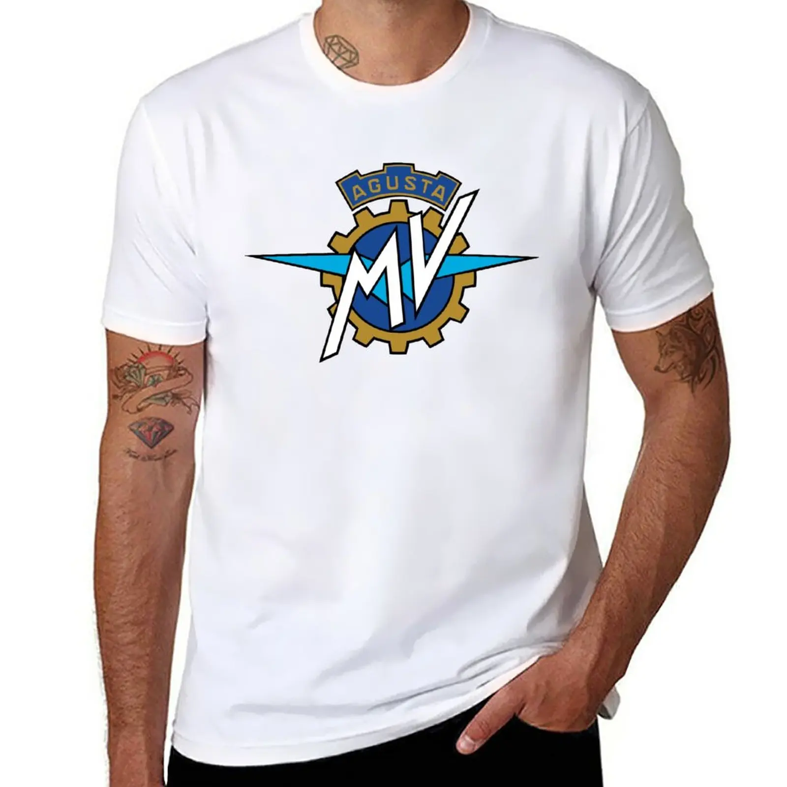 Vintage-t-shirt de manga curta para homem, roupa estética, bonito, mv agusta