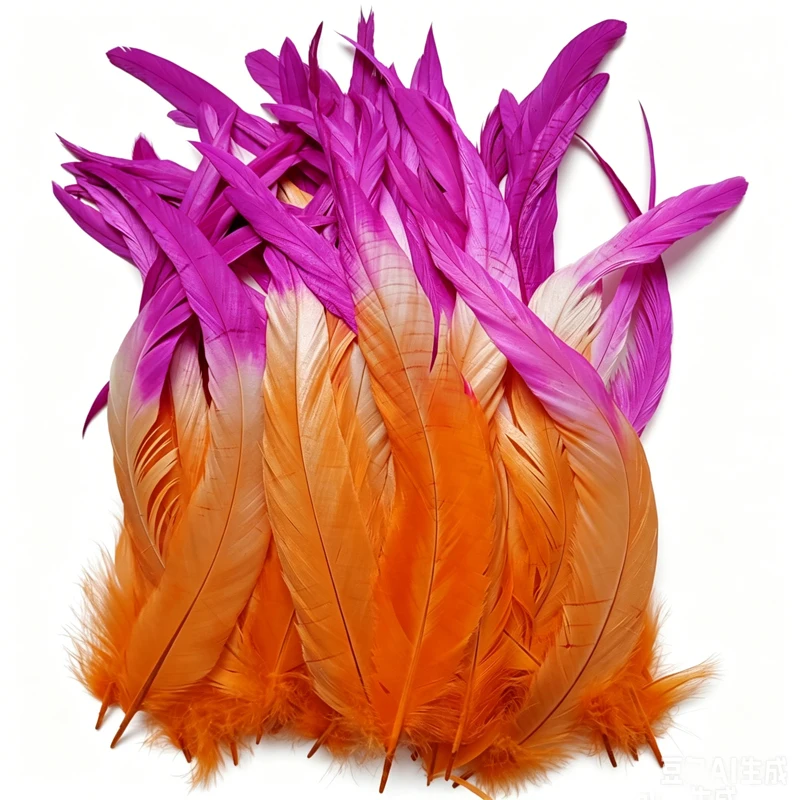Parte superiore della piuma! 50 PZ/LOTTO! Piume CARNIVAL COQUE TAIL lunghe 28-35 cm / Due toni, ombre, arancione e fucsia