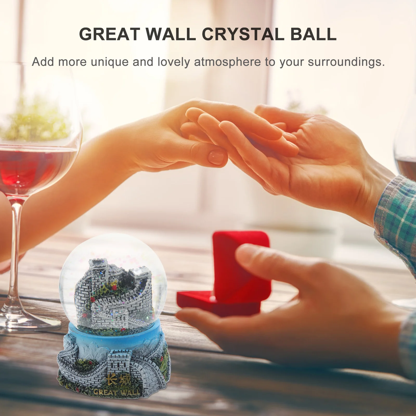 

Great Wall Crystal Ball Premium Resin Clear Outline Pretty Lines Home Decoration Souvenir Gift for Friends Spouse Sweetheart