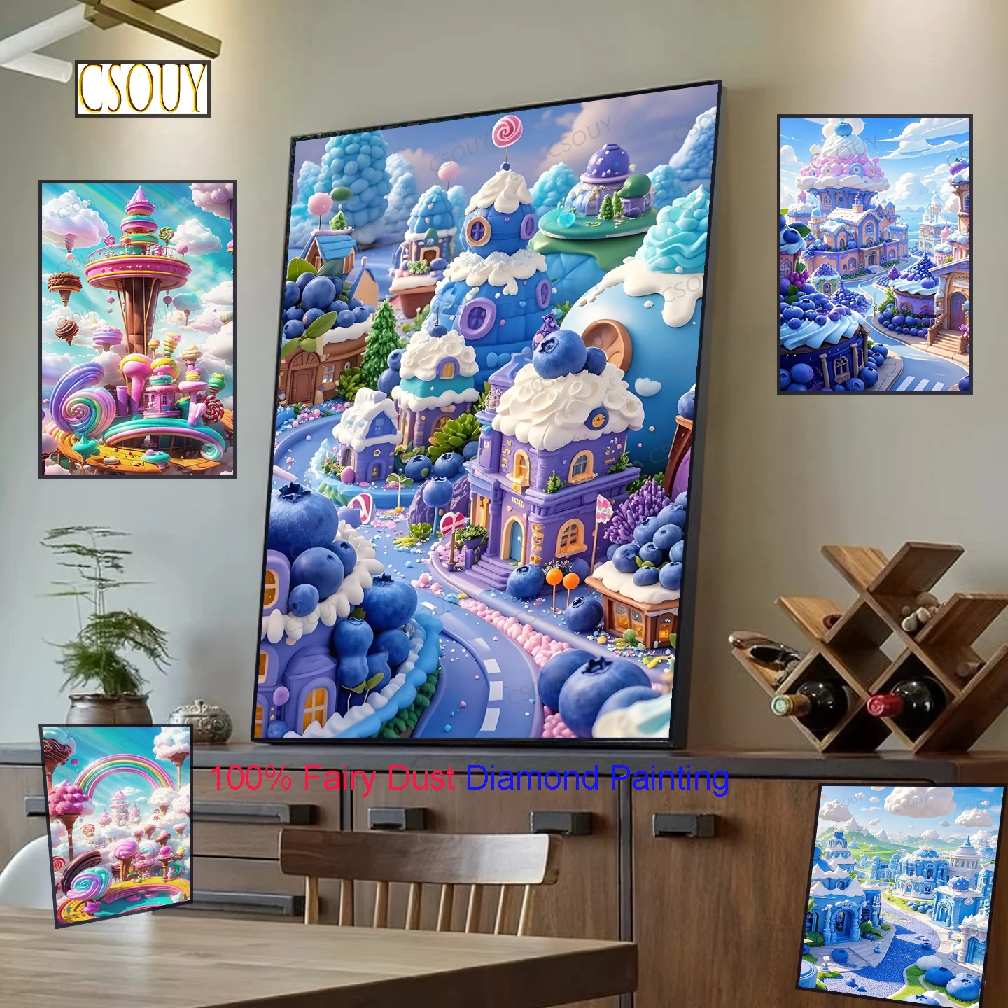 100% Fairy Dust Diy Diamond Painting Cross Stitch Square Exercise Cartoon Embroidery Square Mosaic Home Decor Needlework Crystal