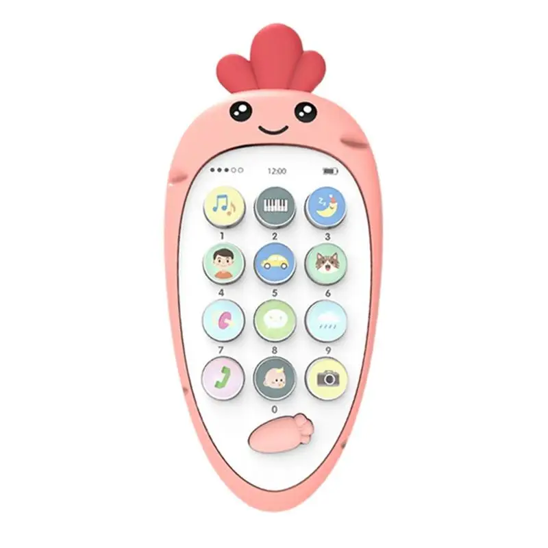 Toddler Teether Toys Toddler Learning Musical Toy Interactive Sensory Bilingual Teething Toys Carrot Phone Shaped Teether For