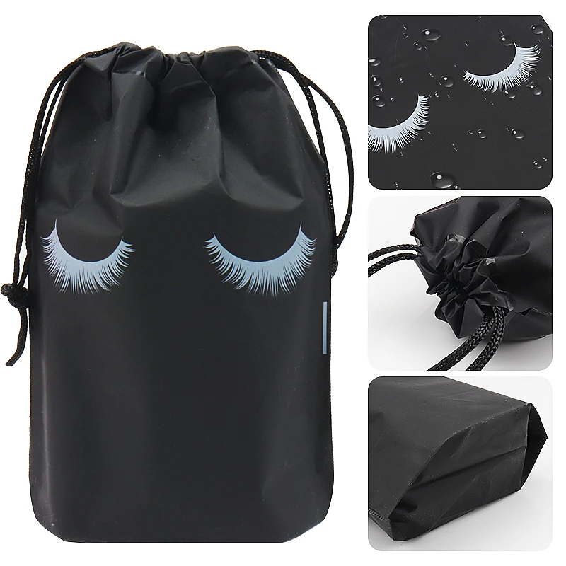 20Pcs Eyelash Aftercare Bags Plastic Drawstring Lashes Bag Toiletry Makeup Pouch Cosmetic Travel Beauty Supplies Gift Packaging