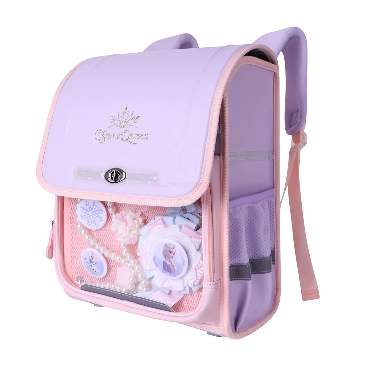 Imagem -05 - Disney Cartoon Elementary School Bolsa 13 Grade Meninas Mochila Elsa Faça Você Mesmo Dor Bolsa Ins Vento Crianças Papelaria de Armazenamento