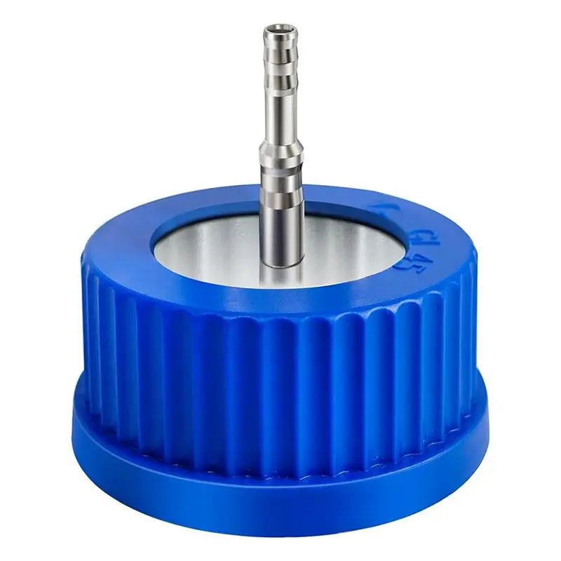 B62B-GL45 304 Stainless Steel For Laboratory Use Safety Bottle Cap, Medium Size, 1-Port Design, Autoclavable 1-Port