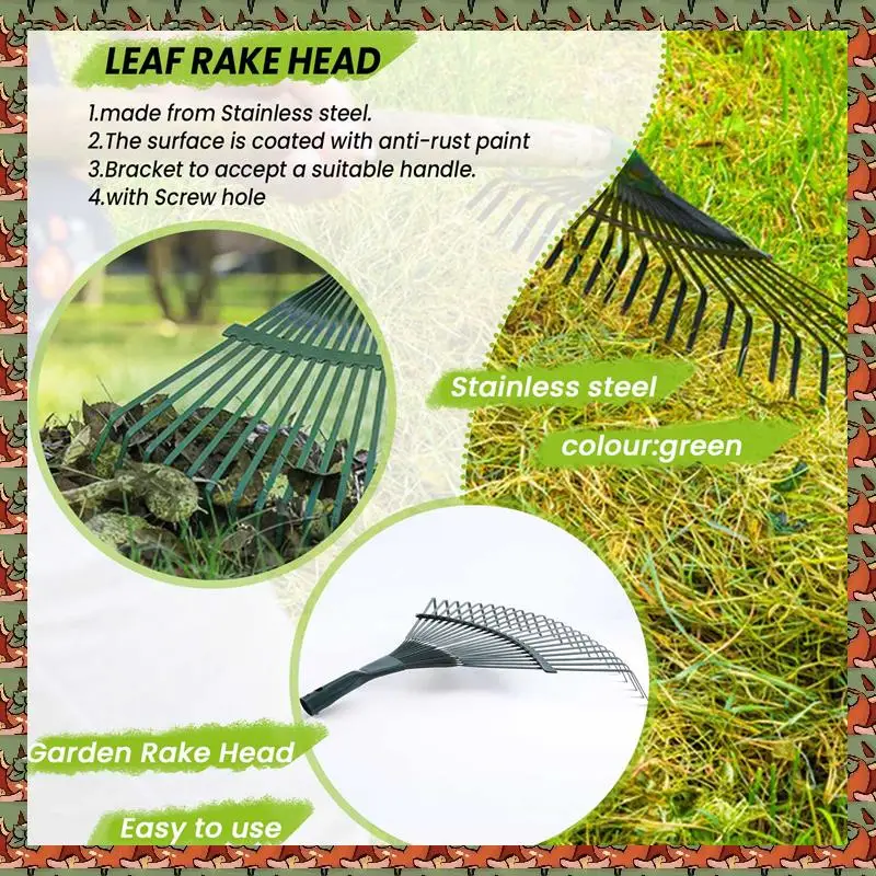 

ABLQ 42 см стальной вентилятор грабельная головка сменная тяжелая грабливая головка для сада трава патио листья газон 22 зуба