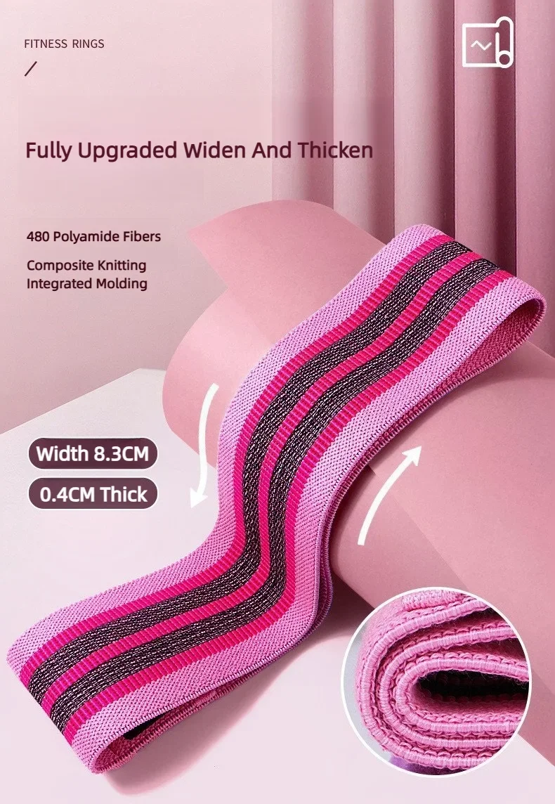 Rutschfeste Stoff-Booty-Bänder, breitere Widerstandsbänder für Hüfte und Beine, Workout, Heimfitness, Pilates, Yoga, Stretching für Frauen und Männer – Detail 14