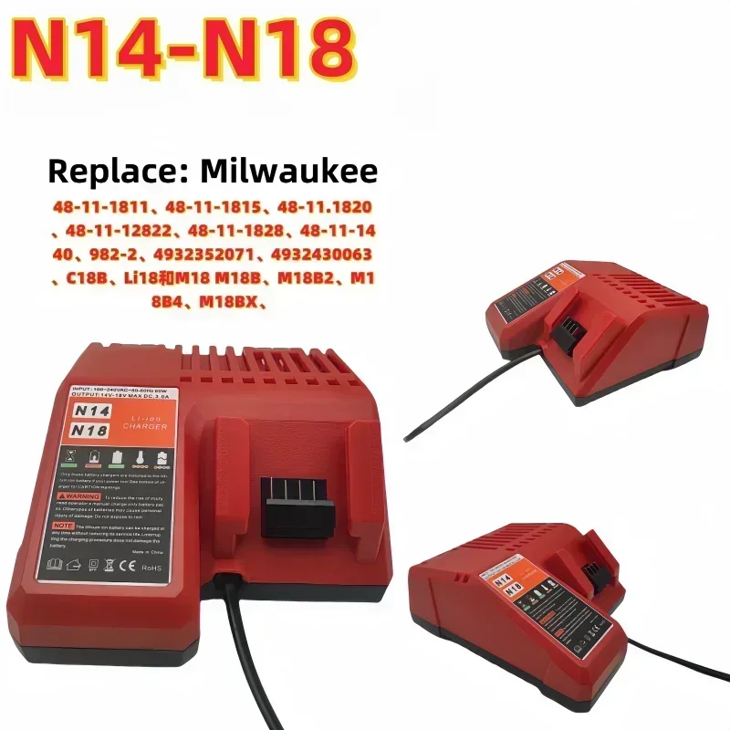 

Replace Milwaukee 14.4V-18V N14-N18 lithium battery charger 48-11-1850 48-11-1840 48-11-11815 48-11-1828 48-11-1820 48-11-11822