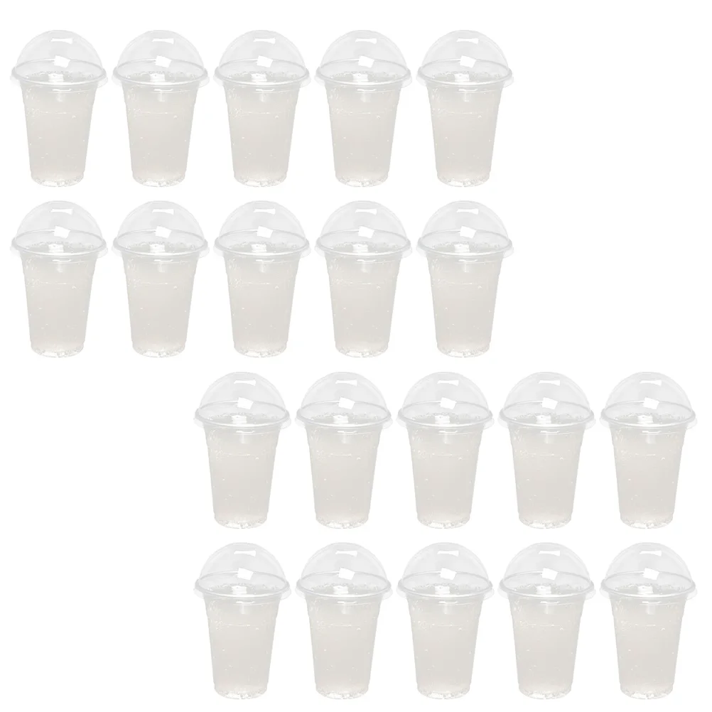 

30 set 30 Sets Disposable Beverage Transparent Juice Cups Plastic Clear Takeaway Travel Fruit Cups With Lid For Milk Storage