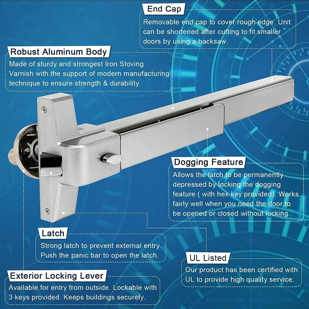 جهاز خروج الذعر من الألومنيوم شريط الذعر في حالات الطوارئ لأجهزة باب الخروج #6