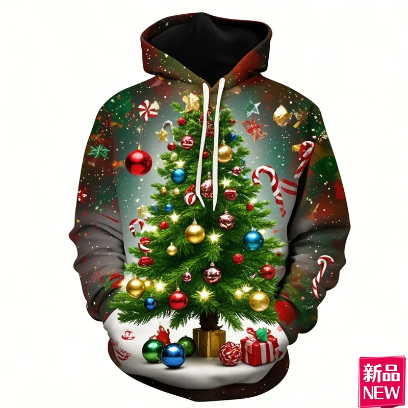 Autumn 3D Printing Christmas Trees Hoodies Merry Christmas Ornaments Graphic Hooded Sweatshirts Men Fashion Hooded Hoody Clothes