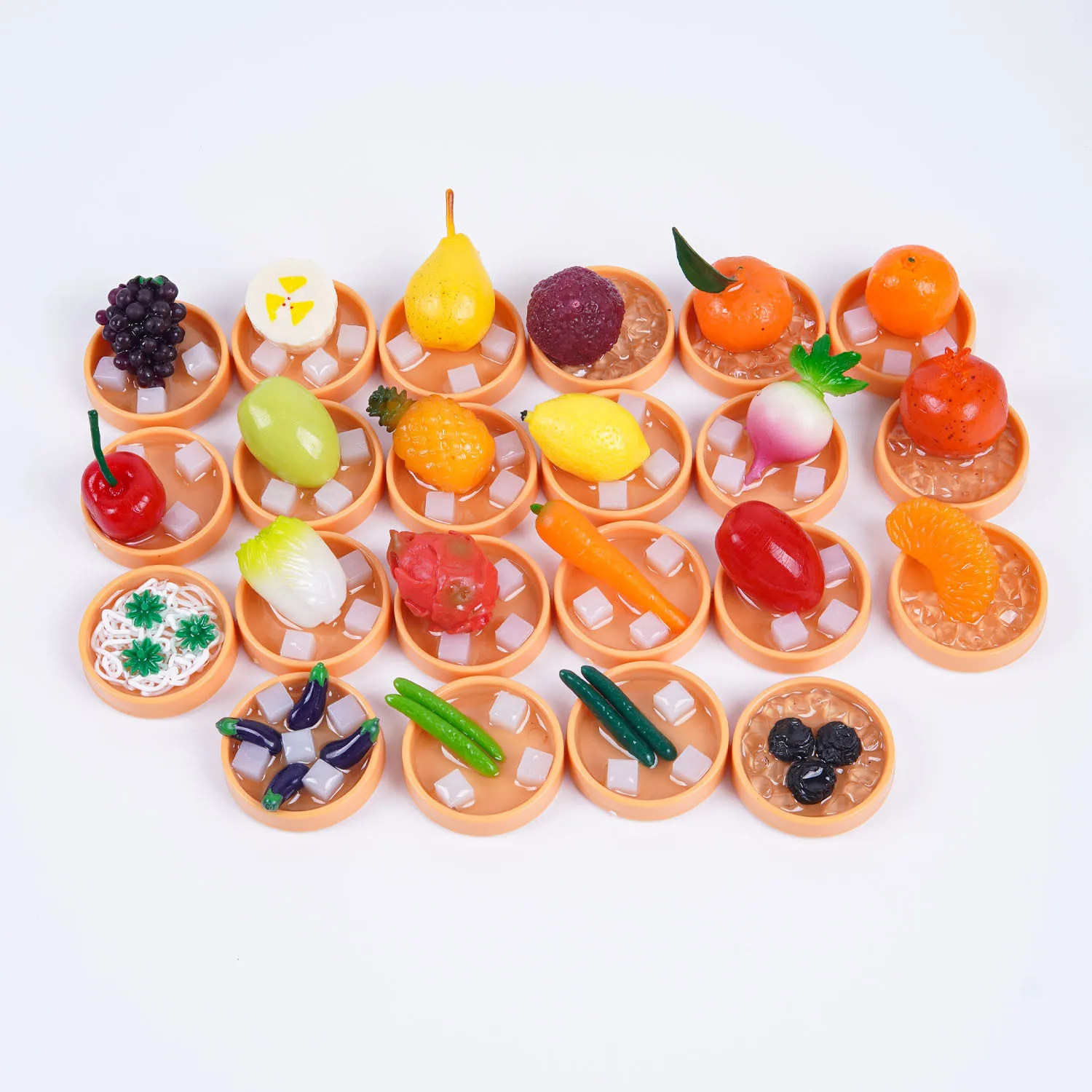 Mini Iced Fruit Orange Grape Dessert Model Fruit Salad Sweet Soup Realistic Fridge Sticker Dollhouse Food Desktop Decor Props