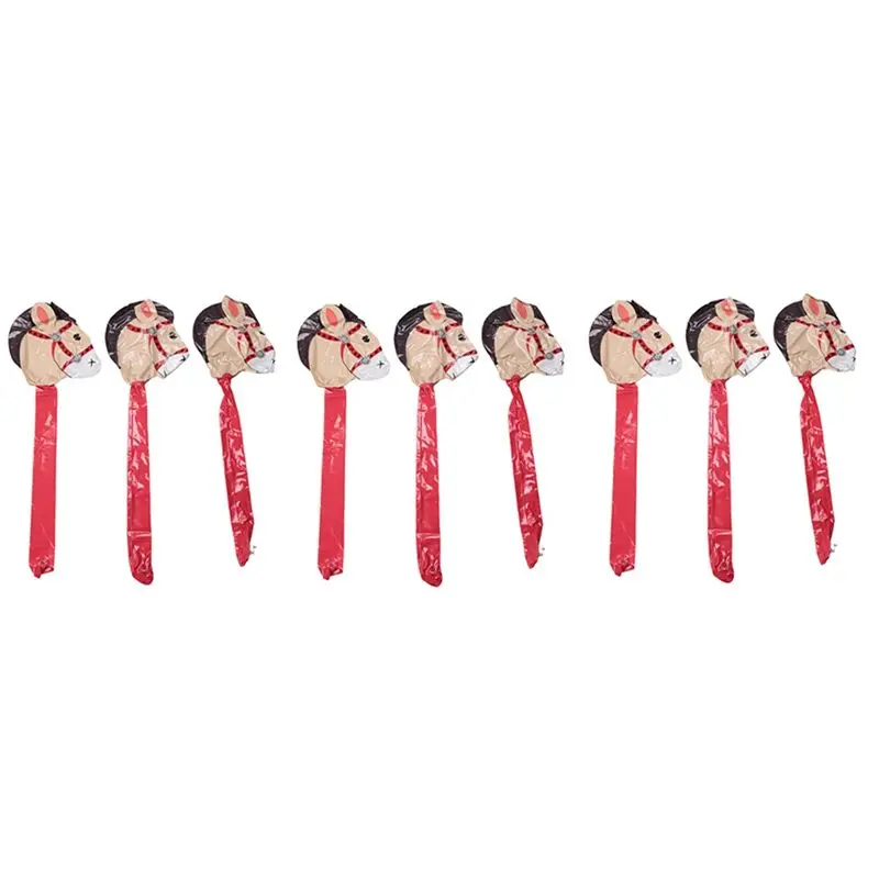 AB46-9PCS Cabezas de Caballo Inflables para Regalo de Cumpleaños, Palo de Vaquera para Niños, Globos Educativos de PVC para Exteriores