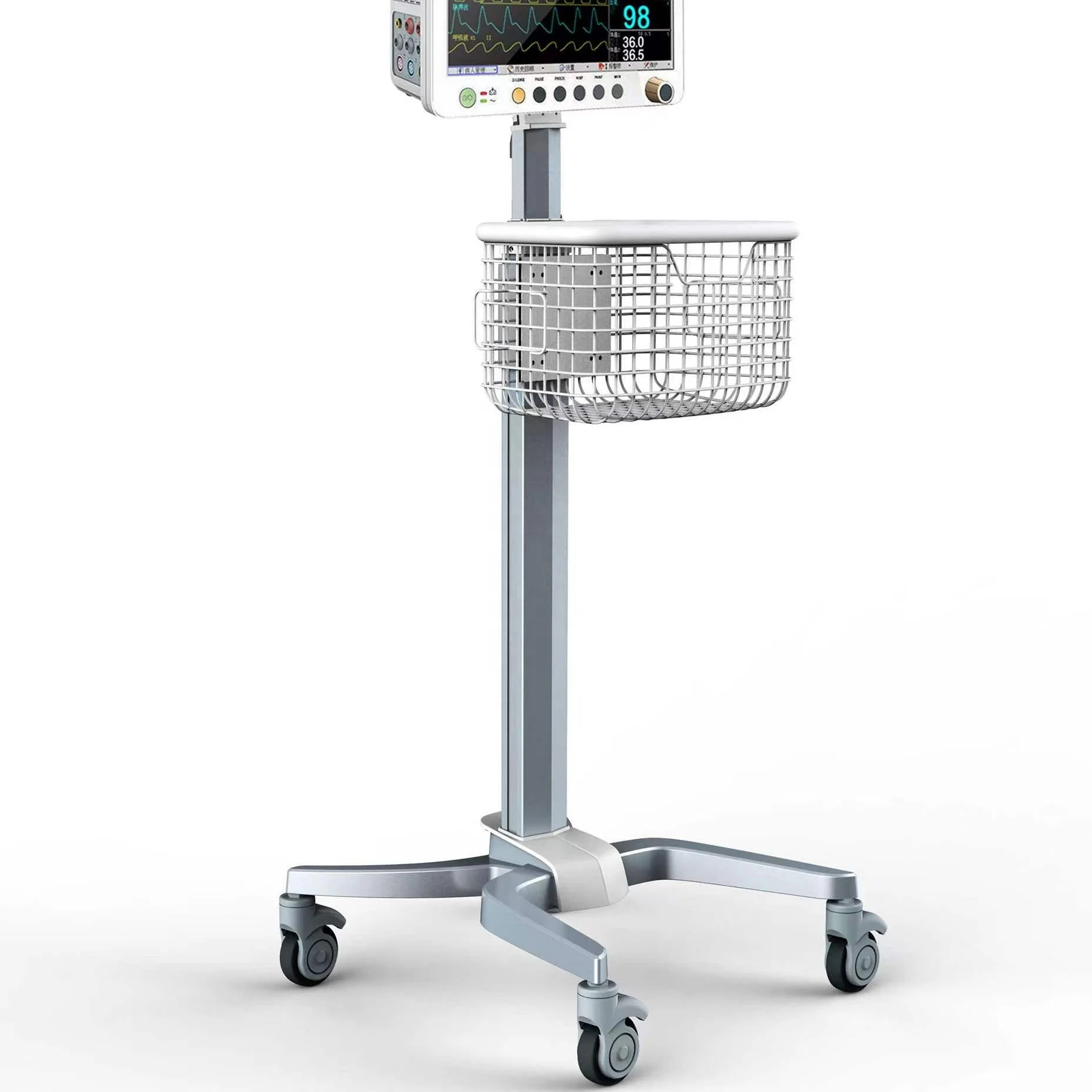 Hospital Clinic Medical Multifunction cart ECG Nursing cart workstation Stainless steel patient monitor trolley cart