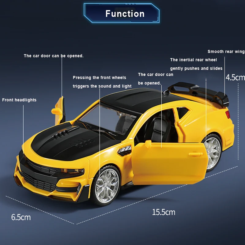 1:32 Simulation BEE Plastic Racing Sport Car Model Diecast & Toy Vehicles Decoration Sound Light Collection Boy Toys Gift