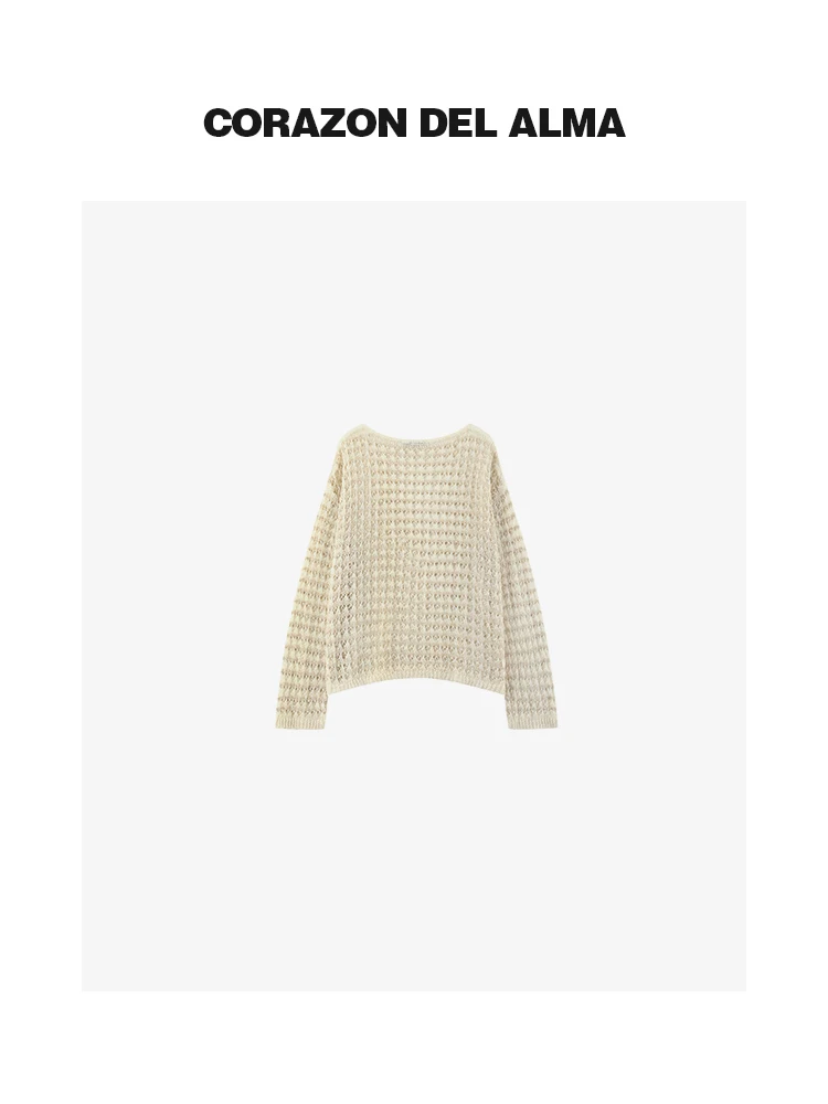 

Misex Casual Paper Doll Hollow out Knit irt Loose Fit oulder Sle Women's Long Sve Cotton Blend Comfortable Breathable