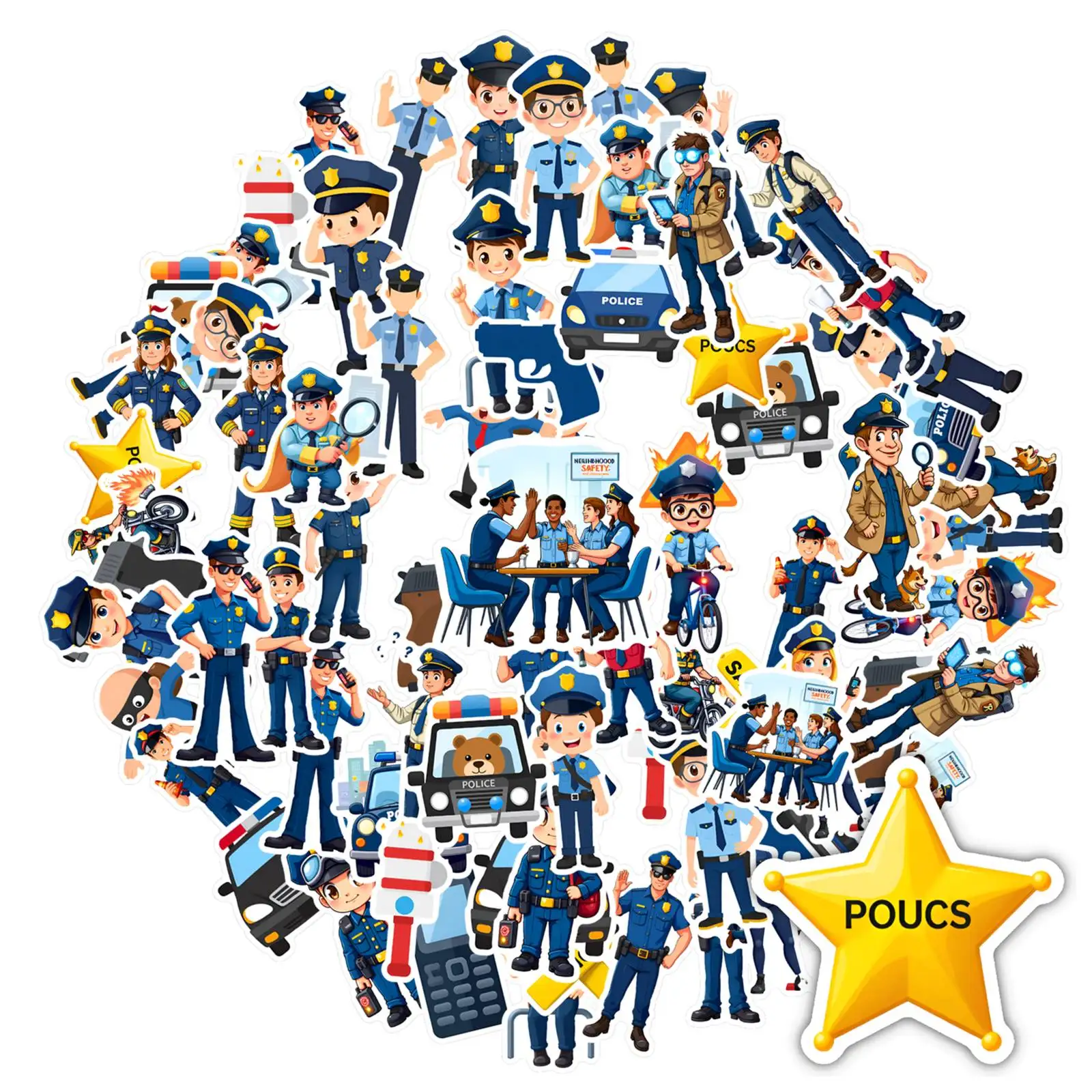 

35-50 шт. мультяшных наклеек для предотвращения преступности, милые приключенческие полицейские наклейки, DIY-наклейки для чемоданов, холодильников, телефонов, багажа, DIY