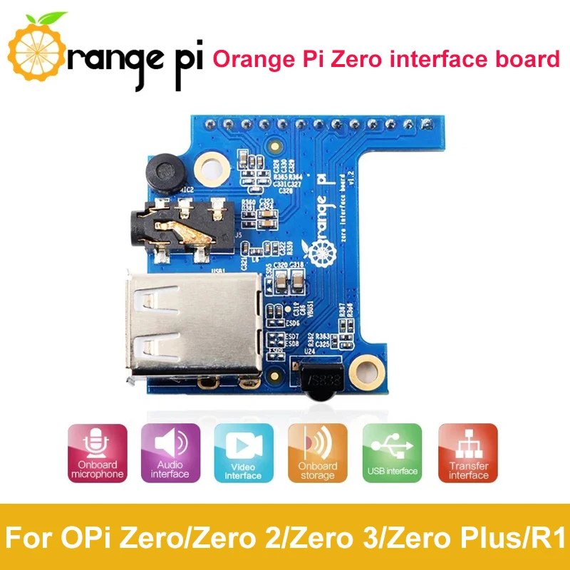 

Orange Pi Zero Interface Extension Board USB 2.0 2 Audio Video Mic IR Receiver HAT for Orange Pi Zero 3 2 Zero Plus