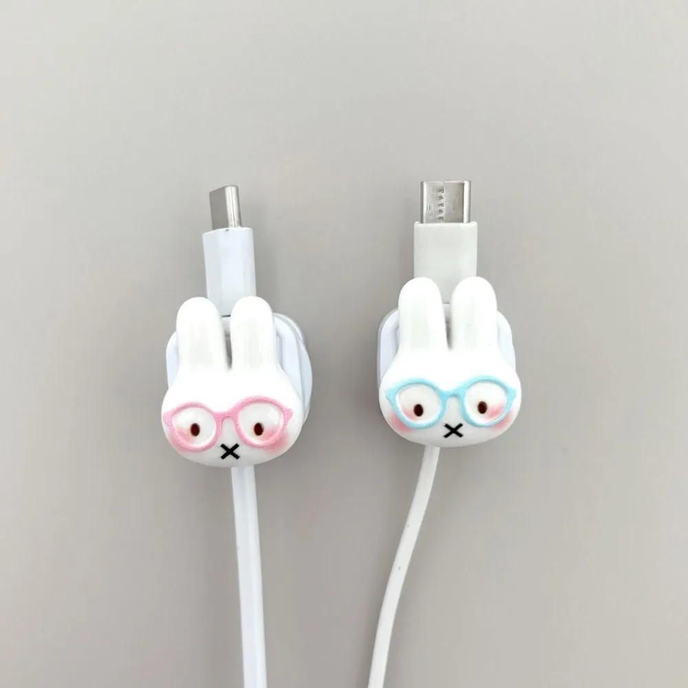 Cute Cartoon Miffy Magnetic Cable Organizer Desktop Wall Mounted Wire Clip Cord Holder Practical Storage Tool Student Gift Phone