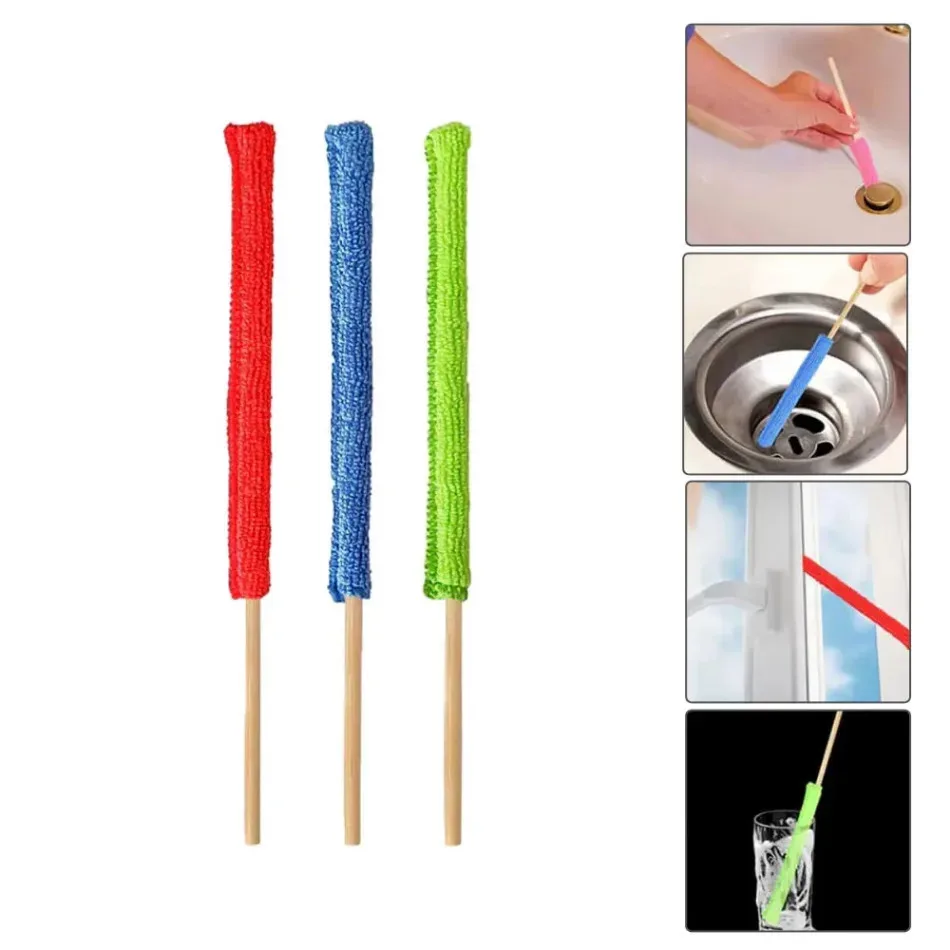 3pcs Car Air Conditioner Blind Narrow Dust Collector Stick Cleaning Cloth Brushes Auto Microfiber Detail Cleaning Brush Tool