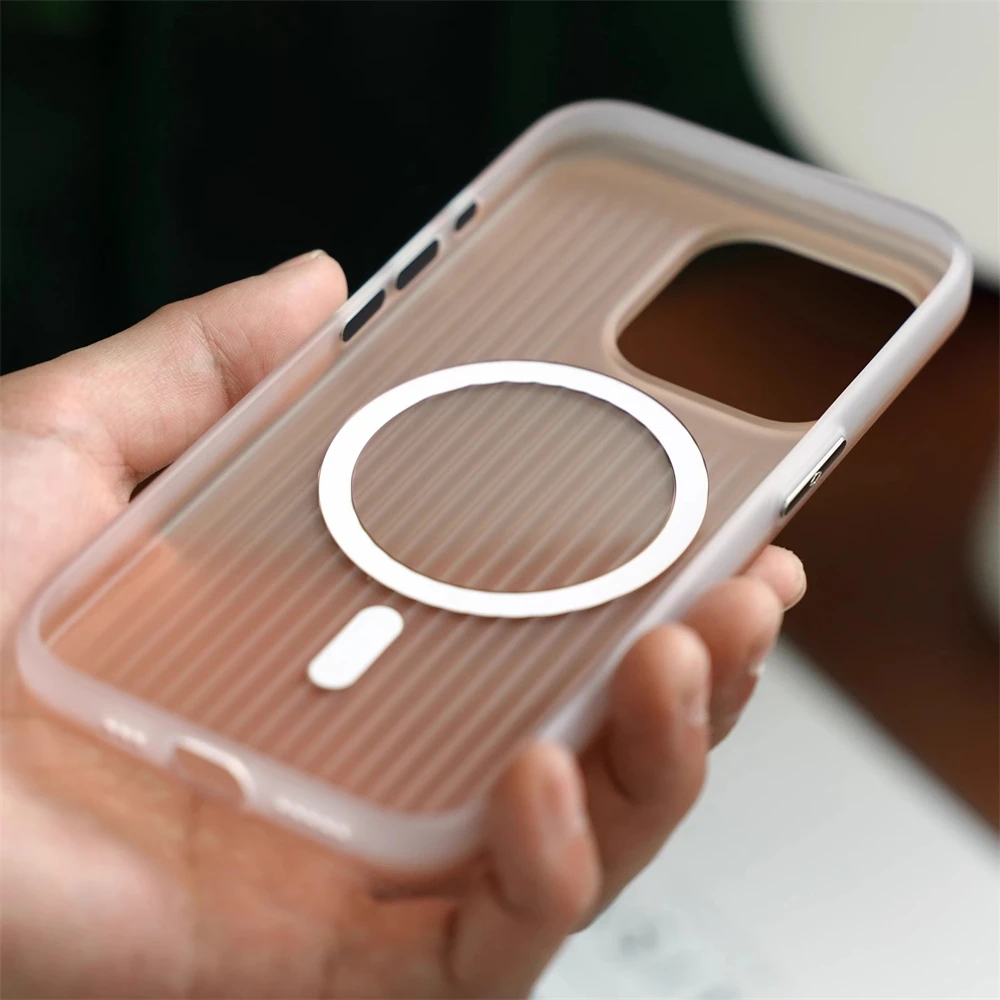 Casing silikon lembut isi daya nirkabel, casing mewah modis pola bergelombang untuk iPhone 16 Plus 15 14 Pro Max