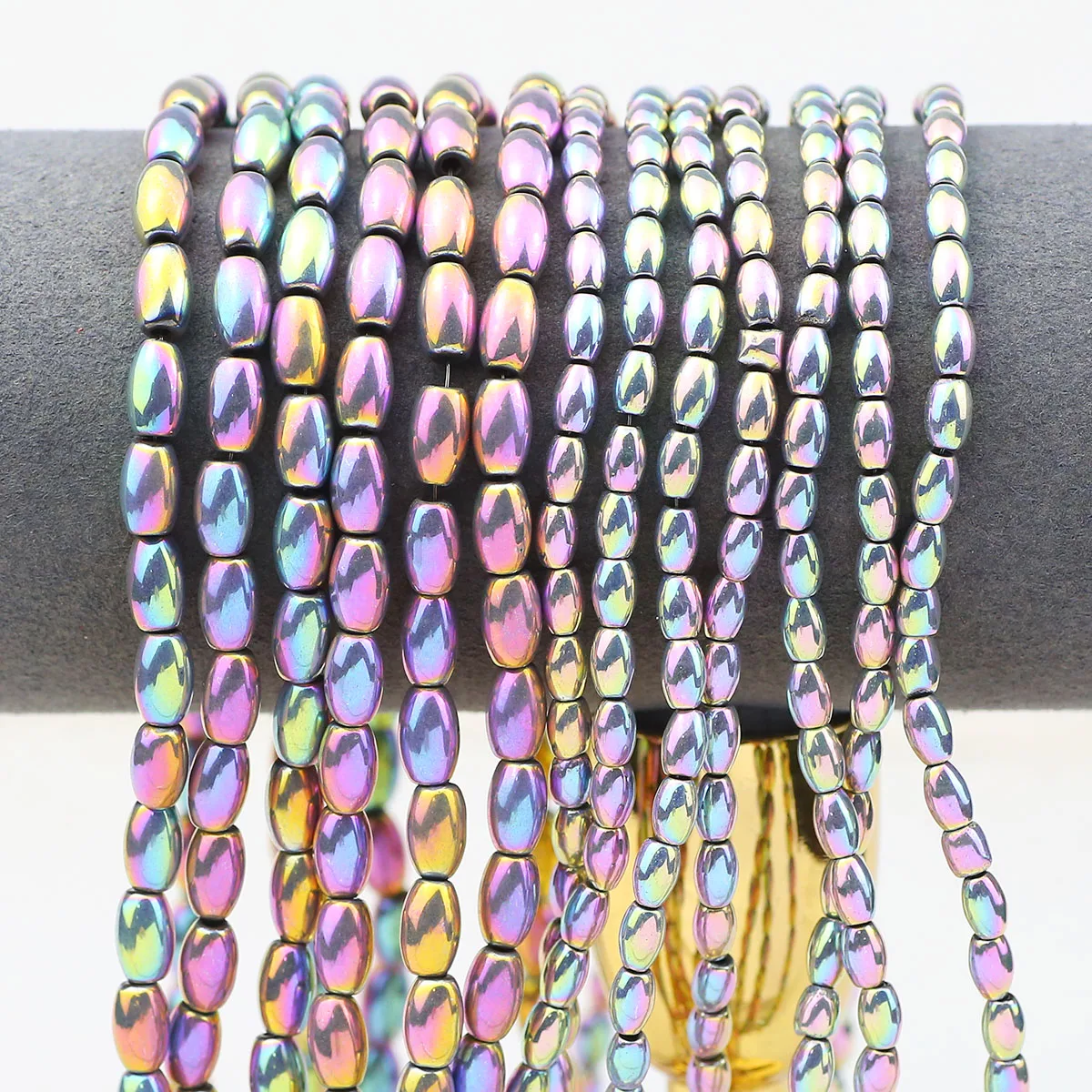 Multicolor Oval Hematite Beads 6/8mm Rice Grains Shape Natural Stone Loose Spacer Beads For DIY Jewelry Making Bracelet Necklace